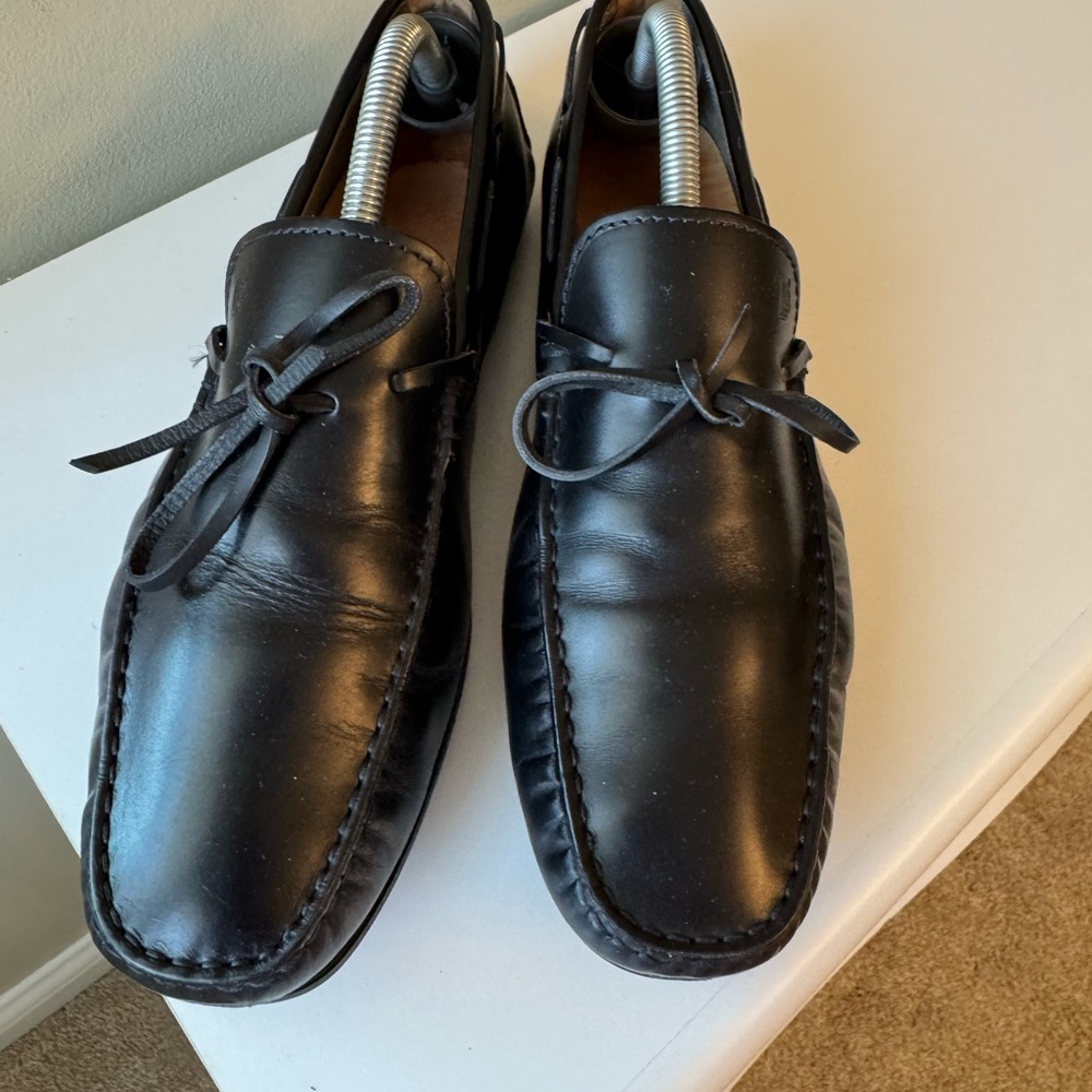 Tod's Black Leather Slip-On Driving Loafers